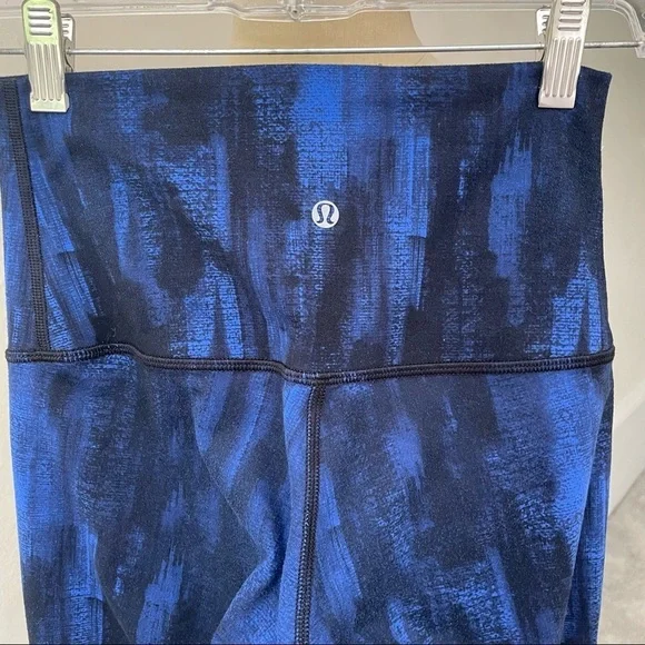 Lululemon Wunder Nightsky Harbor Blue Black Under Pant Full-On Luon Roll Down 6 - Picture 9 of 10